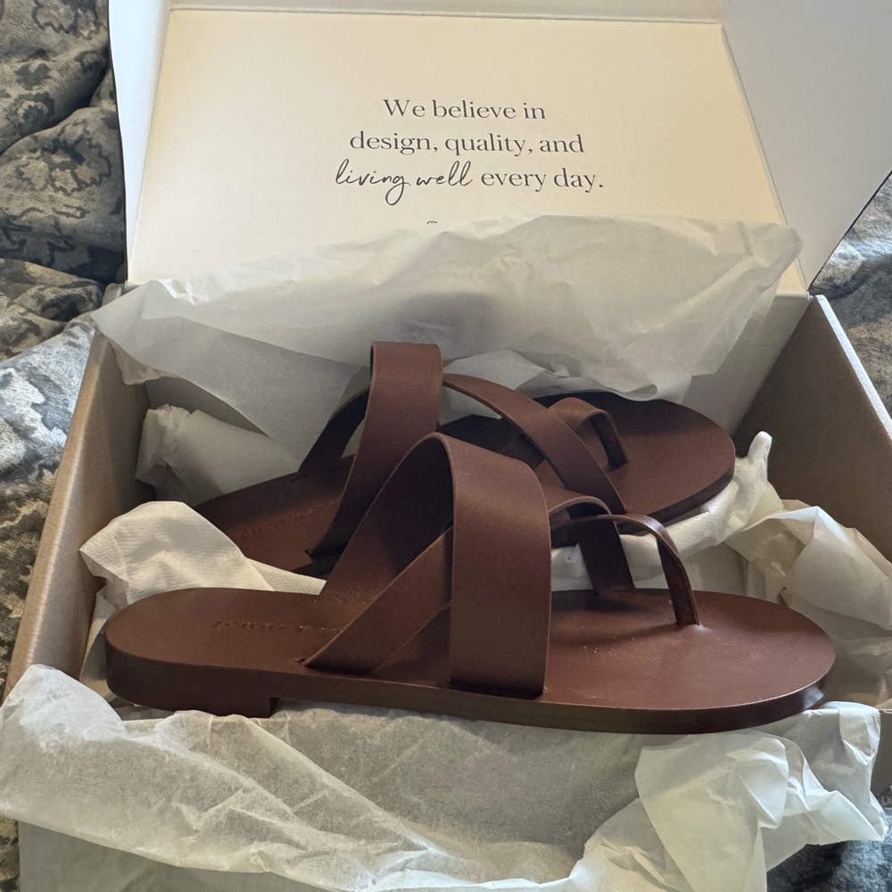 Jenni Kayne Scarlett Brown Leather Sandals 37 NWT 😍
